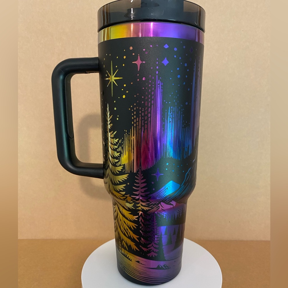 40oz Rainbow “Chroma” style Northern Lights Engraved Tumbler
